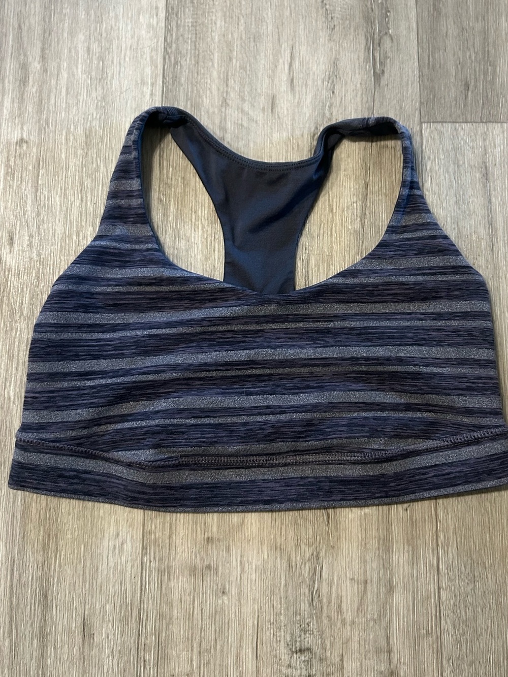 Lululemon Black and Gray Striped Sports Bra